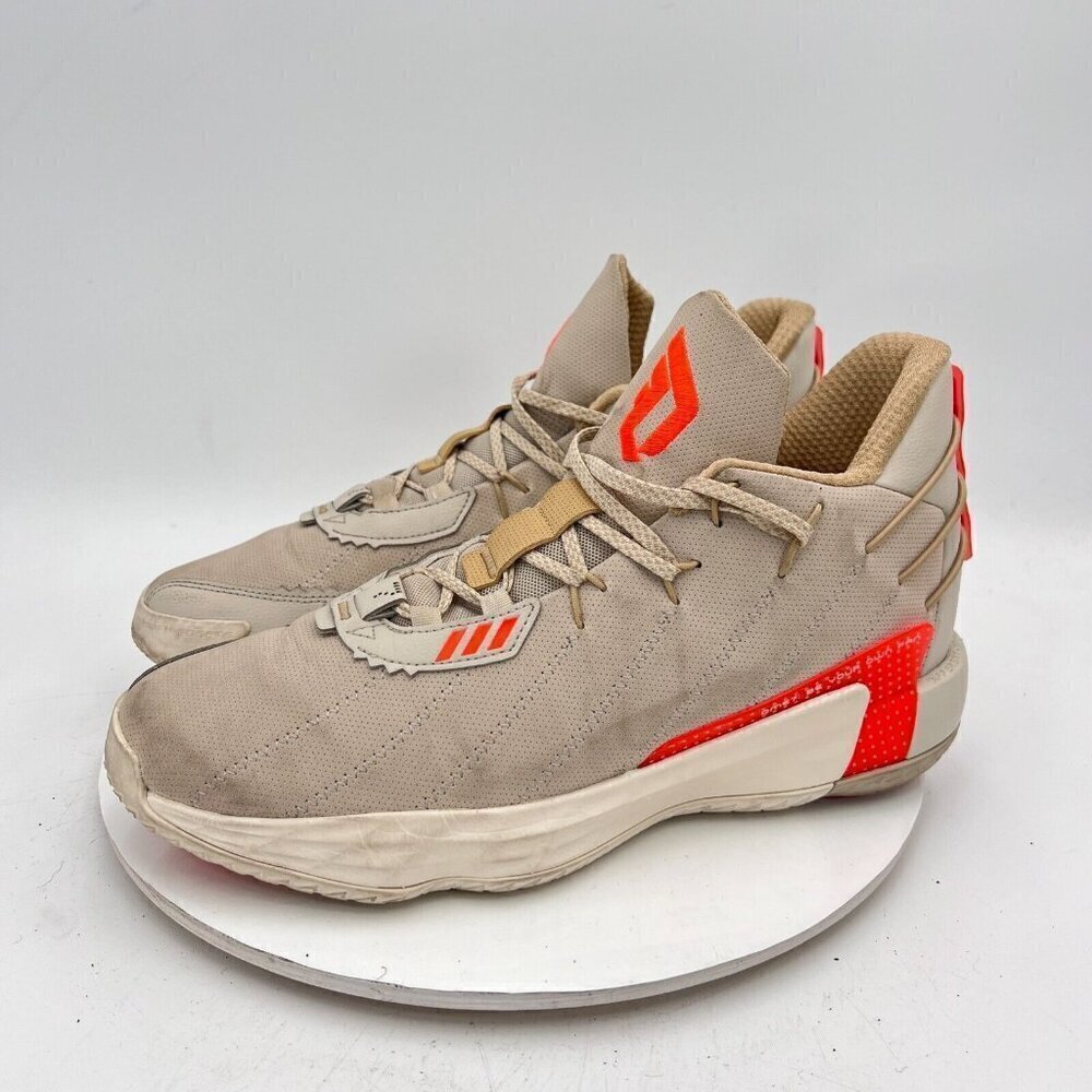 Adidas Dame 7 Bliss Men Size 11 FZ1046 Taupe Bright Orange Basketball Shoes